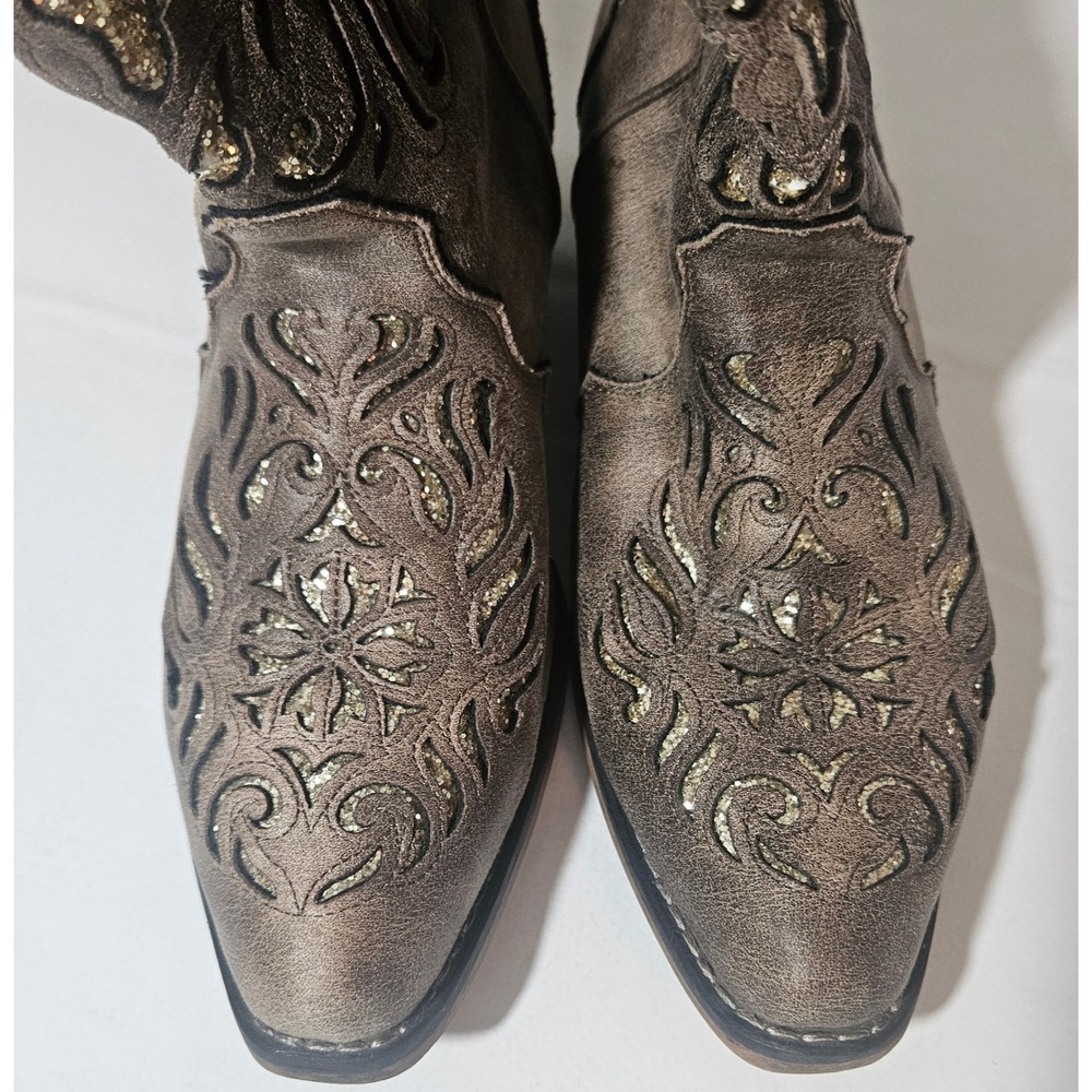 Roper Riley Glitz Glitter Underlay Snip toe Boot~Size 9.5~GUC - Picture 3 of 4